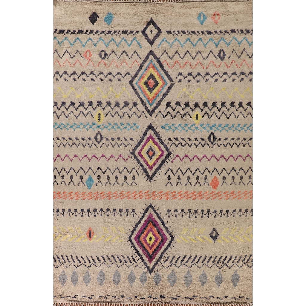 Tribal Moroccan Oriental Area Rug Handmade Wool Carpet - 9'0" x 12'4"