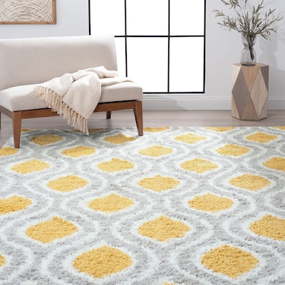 Upscale Shag Modern & Contemporary Geometric Indoor Area Rug