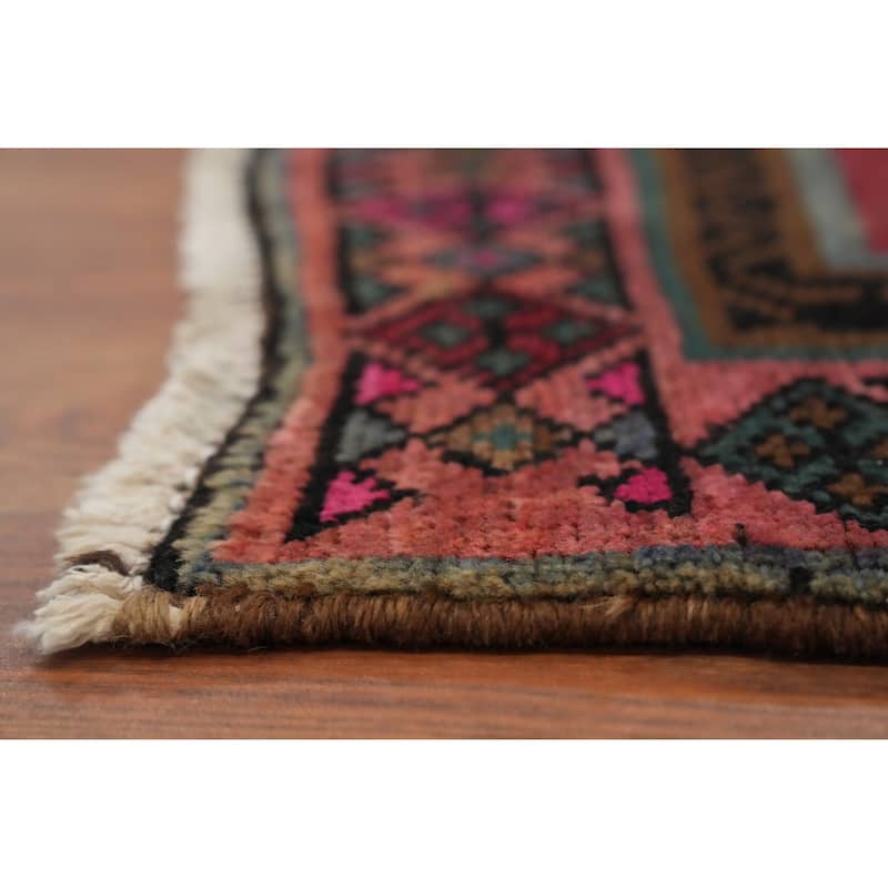Hand Knotted Oriental 100% Wool Carpet Traditional Tribal Pink Ardebil Runner Rug - 11' 8'' X 3' 5''