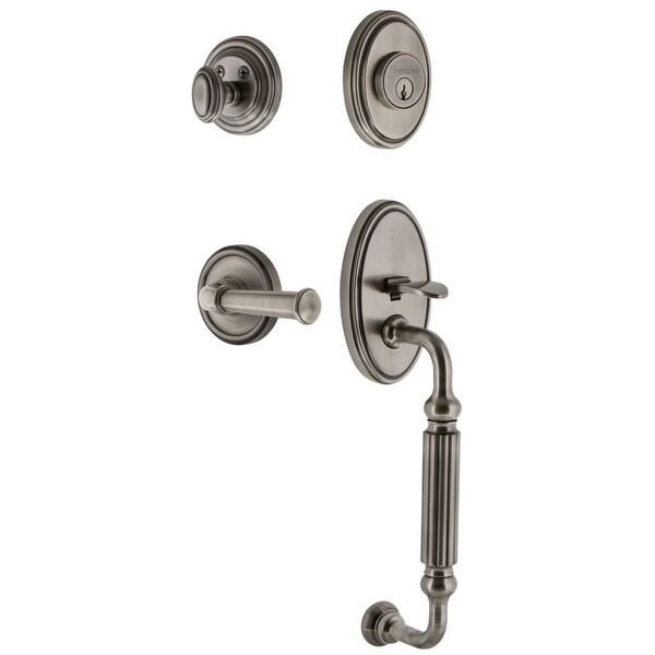 Grandeur GEOGEO_ESET_238_FG Georgetown Solid Brass Rose Keyed Entry Single Cylinder Sectional "F" Grip Handleset with