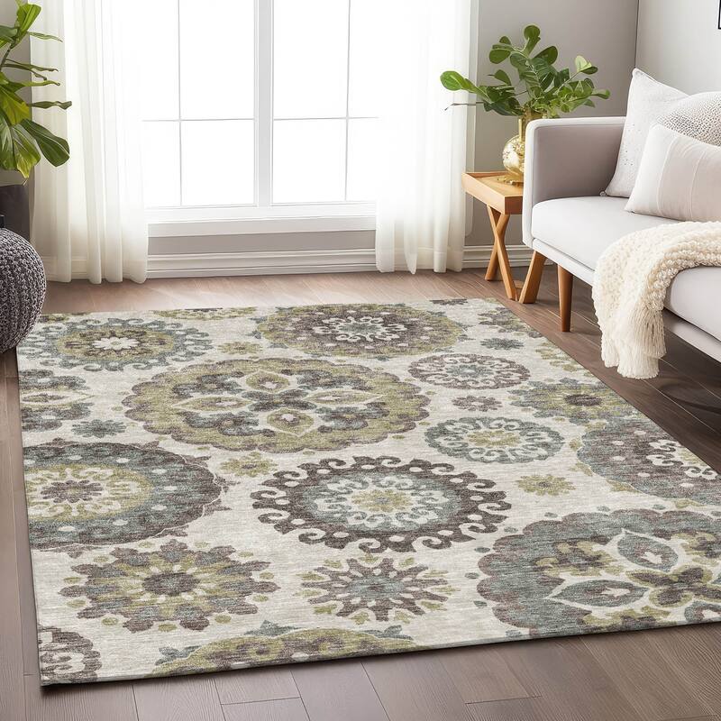 Premium Washable Super Soft Boho Suzani Mayfield Rug - Beige - 2' 6" x 3' 10" - Rectangle
