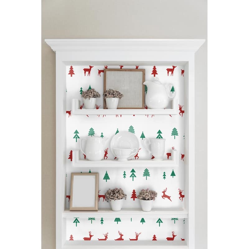 NextWall Run, Run Reindeer Peel and Stick Wallpaper - 20.5 in. W x 18 ft. L