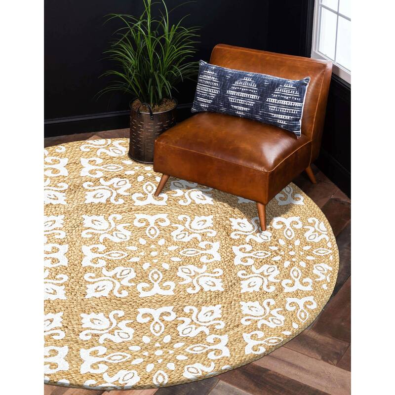 ECARPETGALLERY Braided Weave Palas Denizli Tan Jute Rug - 3'0 x 3'0