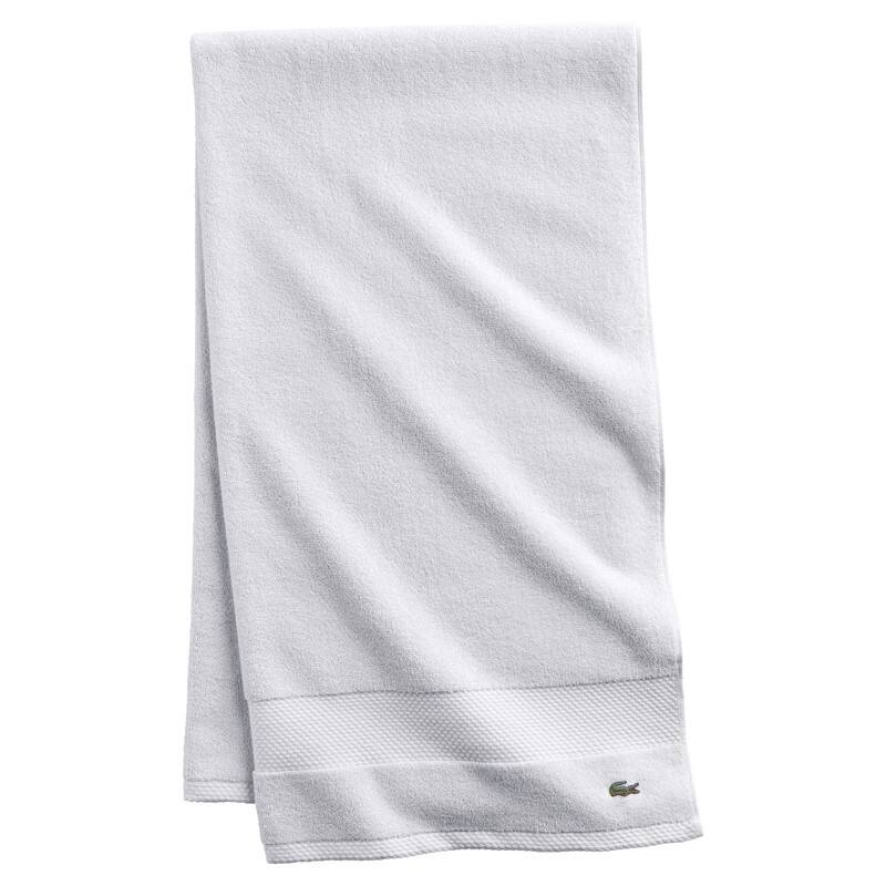Lacoste Heritage Supima 100% Cotton Bath Towel, Hand Towel, Wash Cloth, and Bath Sheet - White - Bath Sheet