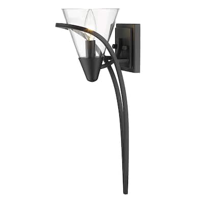 Olympia 1 Light Wall Sconce - Matte Black with Clear Glass - Matte Black with Clear Glass