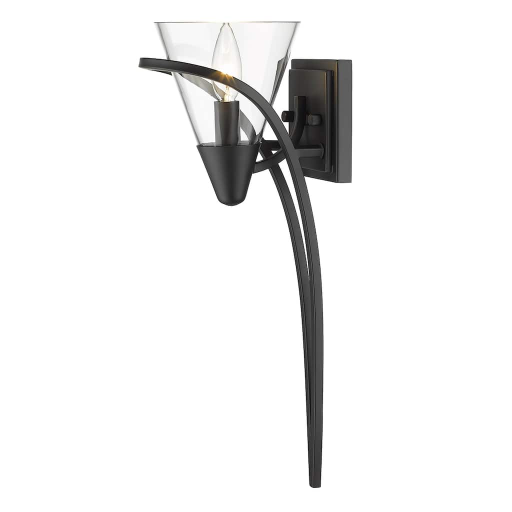 Olympia 1 Light Wall Sconce - Matte Black with Clear Glass - Matte Black with Clear Glass