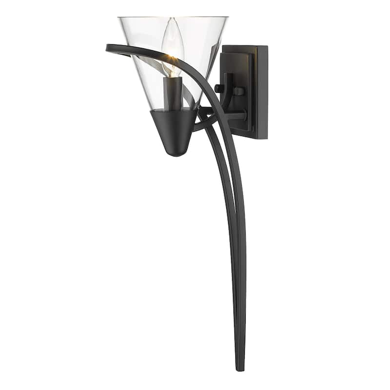 Wry Lighting Olympia 1-light Wall Sconce in Matte Black - Matte Black with Clear Glass - Matte Black with Clear Glass