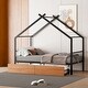preview thumbnail 4 of 14, Twin Size Metal House Bed with Two Drawers