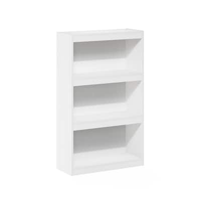 40.3 in. Tall White Wood 3-Shelf Bookcase