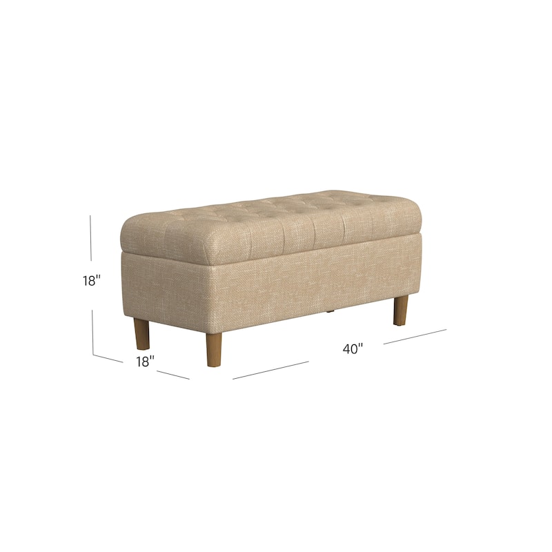 HomePop Button Tufted Top Storage Bench with Wood Legs