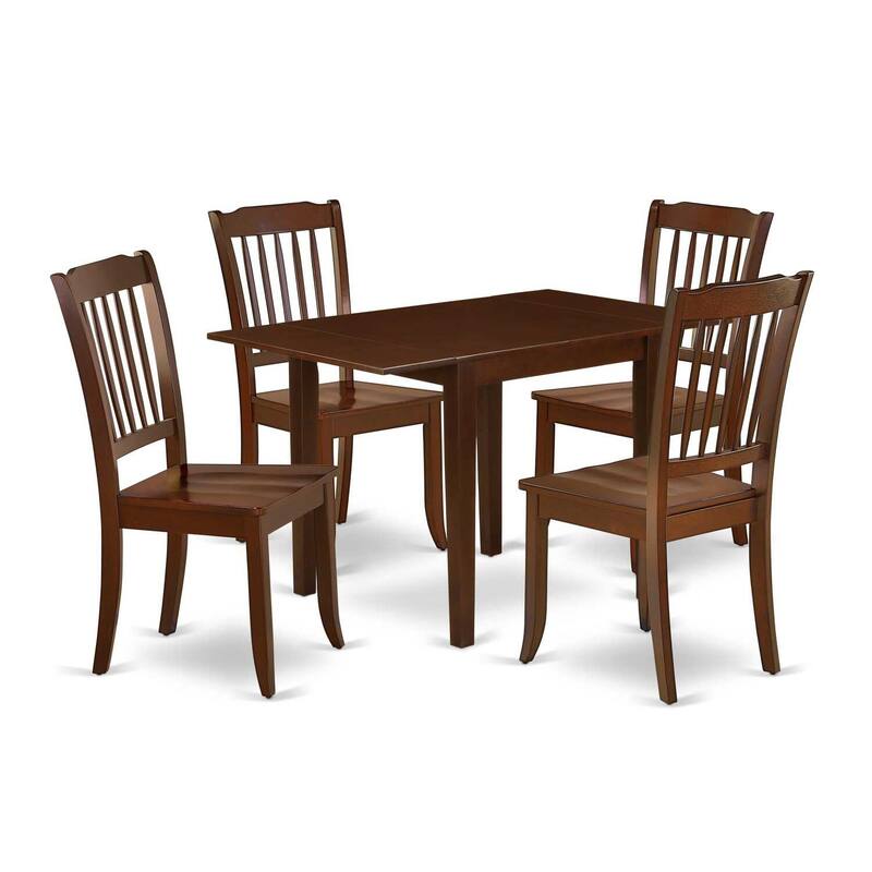 HomeStock 5-Pc Mahogany Finish Solid Wood Top - Dining Room Set - Seats 4