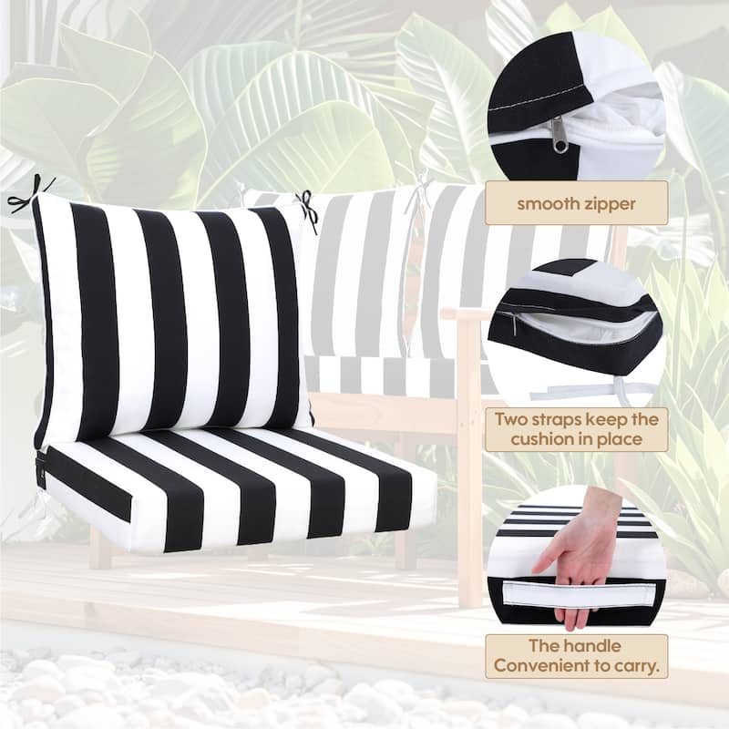 GDFStudio Marie Outdoor 24x24 Inch Seat Cushion Set with Removable Covers (set of 2) - 24" x 24"
