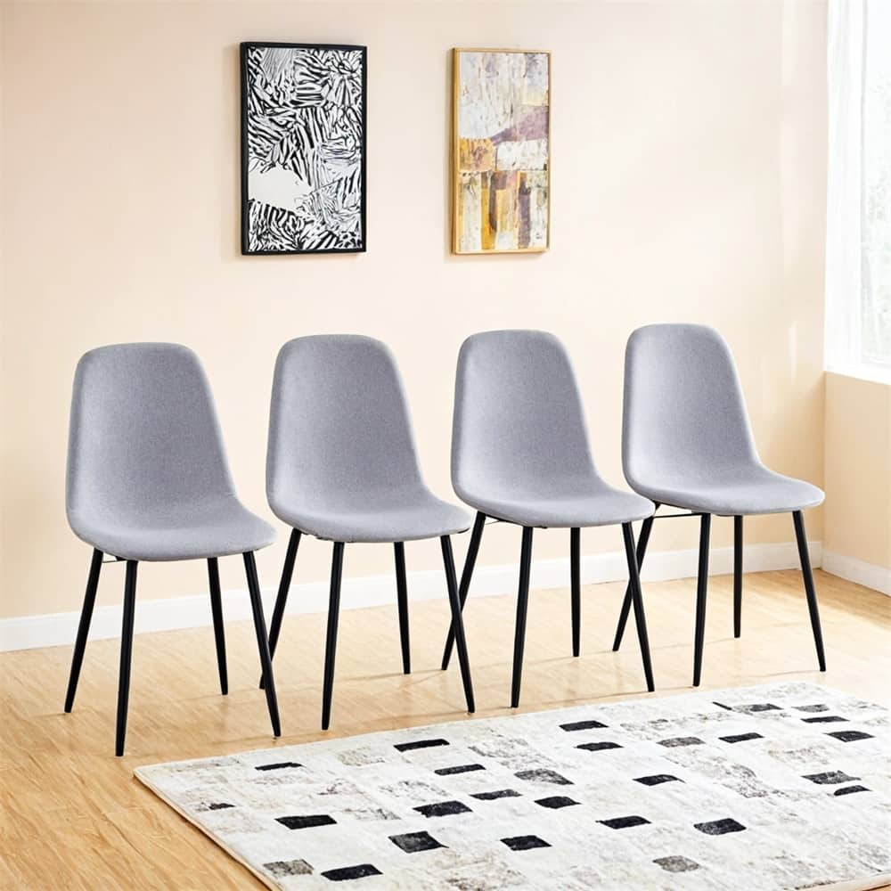 Dining Chairs,Suede Backrest and Metal Legs Combined Chairs,4 PCS