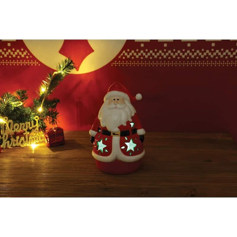 Curata Santa Led Lighted Ceramic Lantern