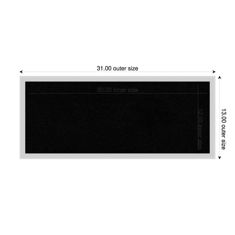 Incline Silver Wood Framed Cork Board - Bulletin Board, Organization Board, Pin Board - Black - 31 x 13 in