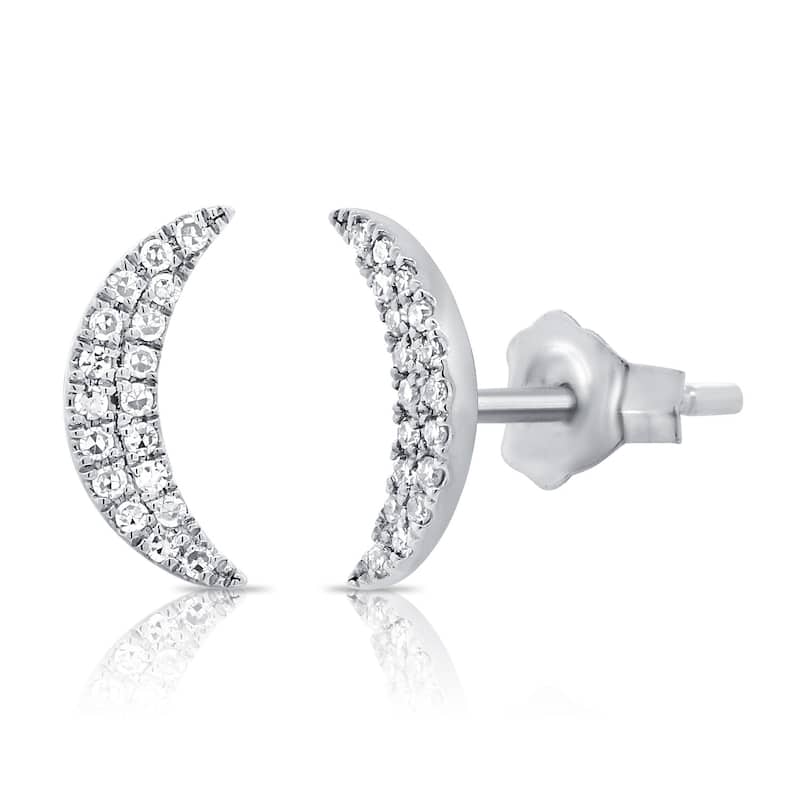 Joelle Collection Diamond Pave Moon Stud Earrings 14K Gold 1/10 ct. TDW Earring's