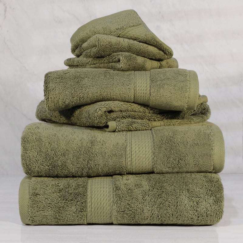 Superior Egyptian Cotton Pile Heavyweight 6-Piece Towel Set - 6-Piece Set - Forest Green