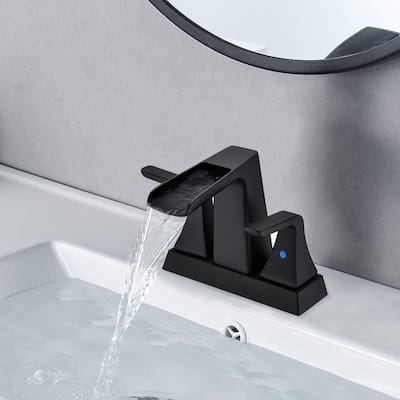 Matte Black 2-Handle Bathroom Sink Faucet with Pop Up Drain Assembly