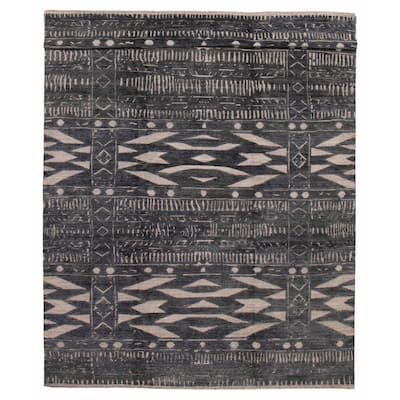 ECARPETGALLERY Hand-knotted Tangier Grey Wool Rug - 9'7 x 14'0