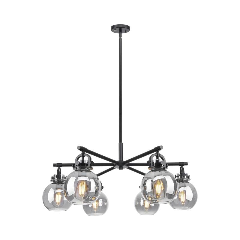 Innovations Lighting Downtown Urban - Newton Sphere - 6 Light 26" Stem Hung Arched-Frame Chandelier