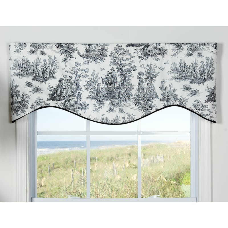 Plymouth toile pastoral black and white shaped valance - Black