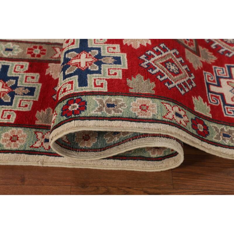 Ivory Kazak Oriental Area Rug Hand-Knotted Wool Carpet - 6'7" x 9'8"