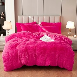 Faux Fur Velvet Fluffy Bedding Duvet Cover Set Down Comforter Quilt