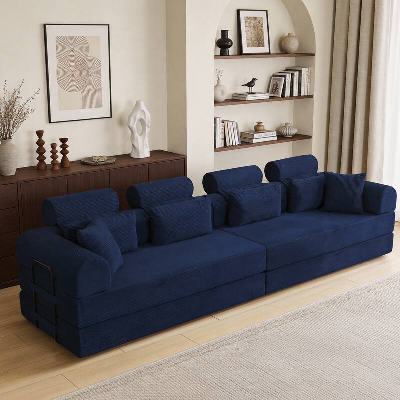 L shape Modular Sectional Sofa, Compressed Sectional Sofa Corduroy Couch, Unfold into a bed, Comfy Compressed Sofa Couch