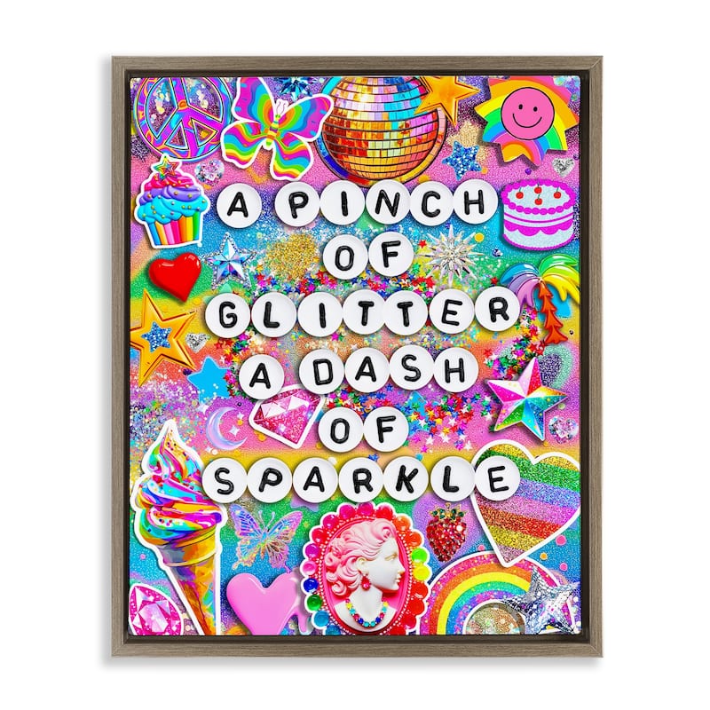 Stupell Pinch Of Glitter & Sparkle Framed Floater Canvas Wall Art Design By Jess Stempel - 17 x 21 - Brown