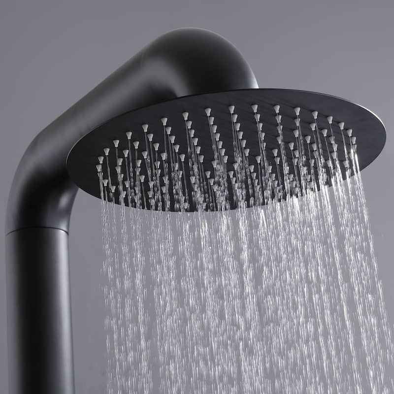 89''H Stainless Steel Freestanding Outdoor Shower Rainfall with Handheld Shower in Black