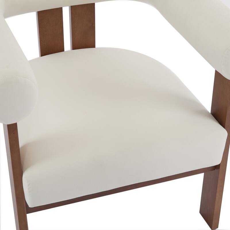 Roomfitters Modern Upholstered Round Arm Accent Chair with Wood Frame,