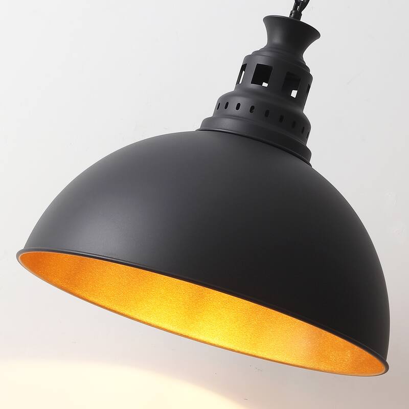 Stylish and minimalist single-light gray metal pendant lamp with an arched metal lampshade