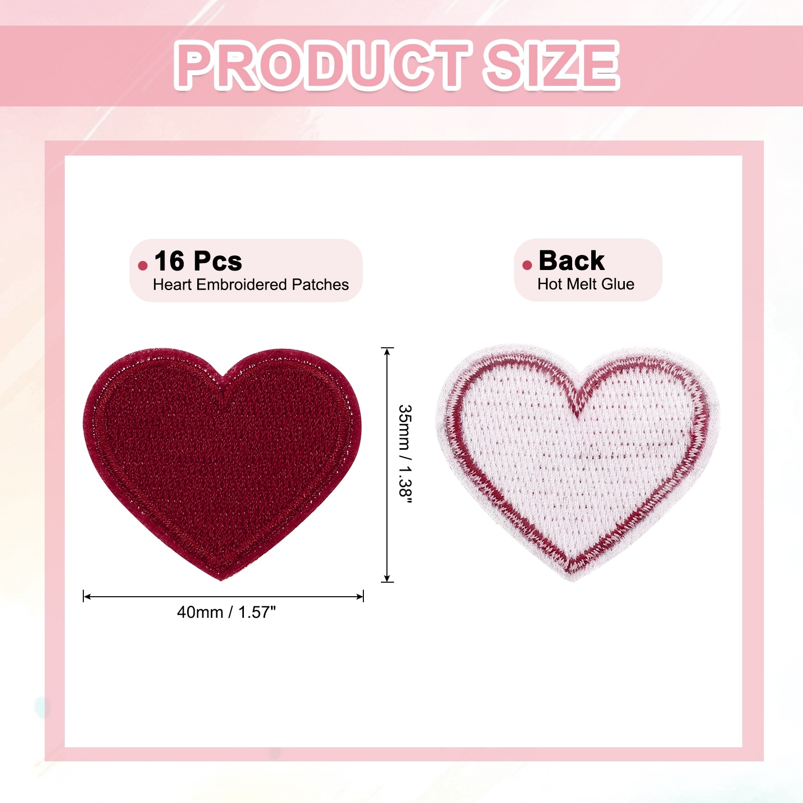 Iron on Heart Patches, Sew on Small Heart Embroidered Patches, Decorative Repair Patch Applique for Bags