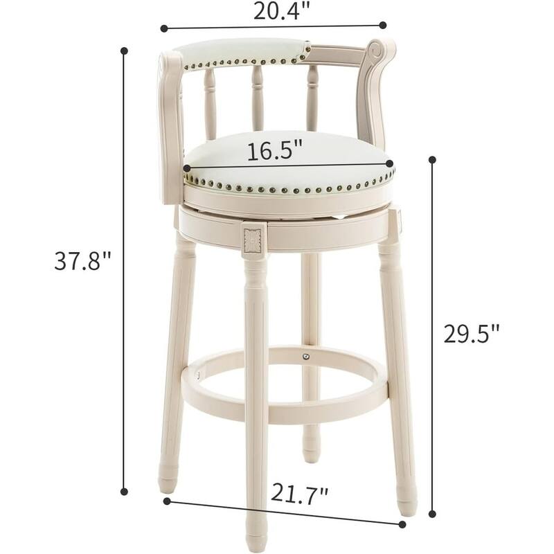 Leather Upholstered Wooden 360 Degrees Swivel Barstool with Back