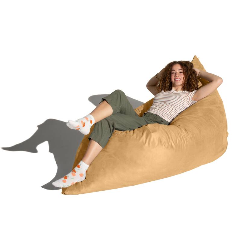 Jaxx 5.5' Huge Bean Bag Floor Pillow and Lounger for Adults - Microsuede - Camel
