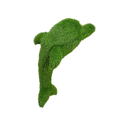 Artificial Dolphin Outdoor Garden Turf Topiary - 30"