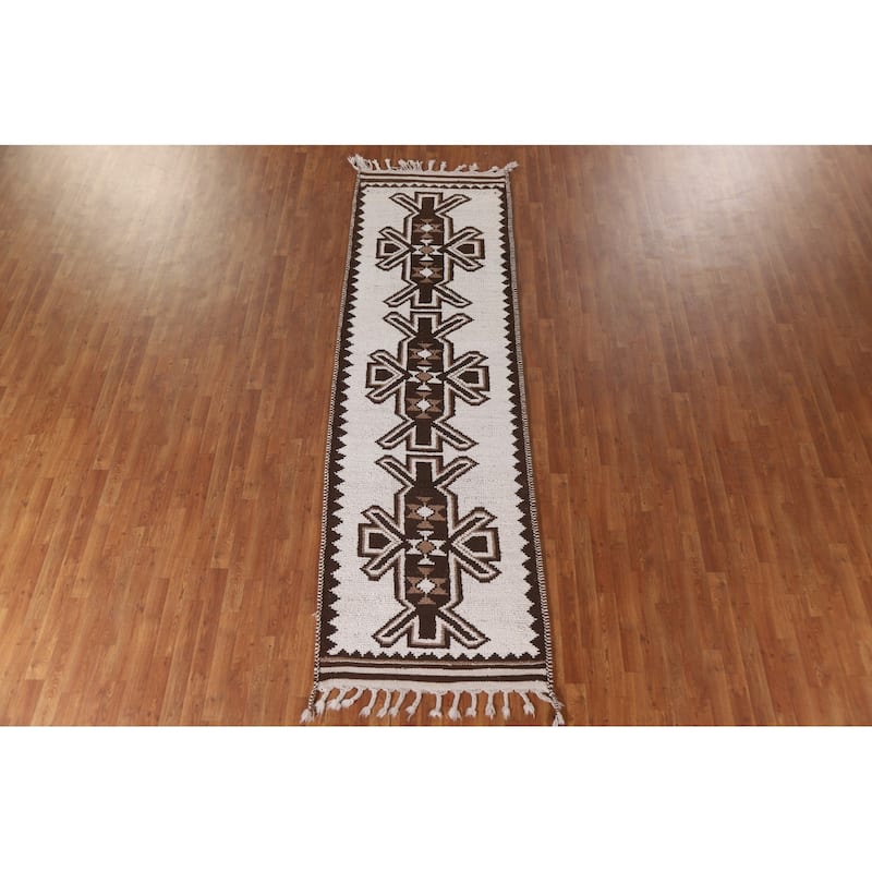 Beige / Ivory Anatolian Turkish Runner Rug Handmade Wool Carpet - 3'3"x 10'10"
