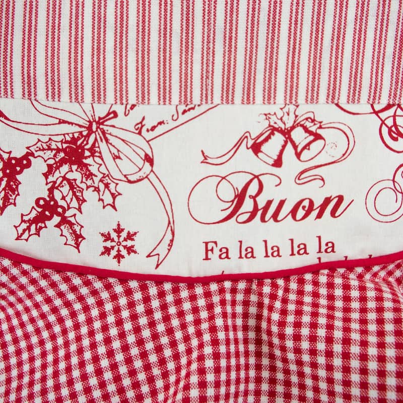 28.5" Red and White Vintage Style Christmas Themed Ruffled Kitchen Apron