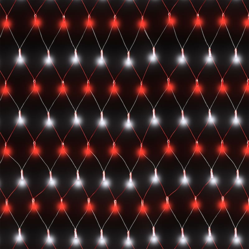 460 Light 4th of July USA LED Net Light Set, 4' X 6', Red/White/Blue, Clear Wire - Red/White/Blue