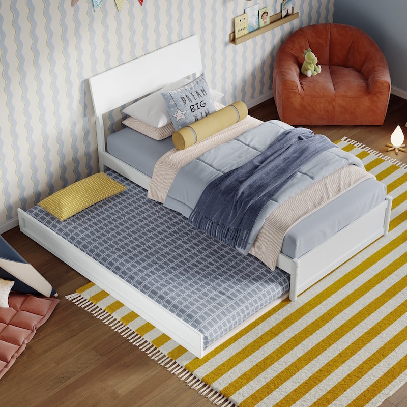 Norla Wood Platform Bed with Trundle