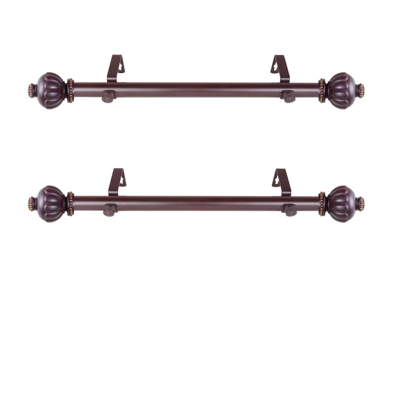 Side Curtain Rod Set - Mahogany Finish - 12 to 20 Inch - Stylish Window Treatment Hardware