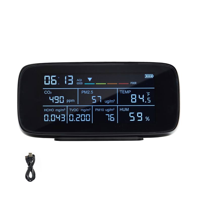 Air Quality Monitor 9-IN-1 for Indoor/Outdoor, Air Quality Meter w/Alarm Thresholds - 9-in-1 5.7"