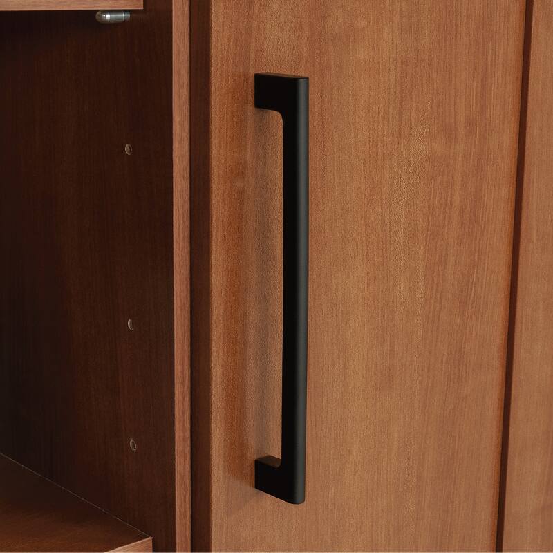 Brown Adjustable Shelf Storage Cabinet Bookcase with Doors for Bathroom Kitchen Laundry Room