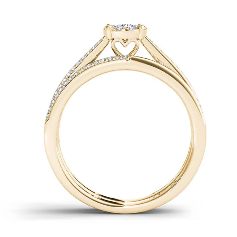 1/3ct TDW Diamond Cluster Bridal Set in 10K Gold for Women