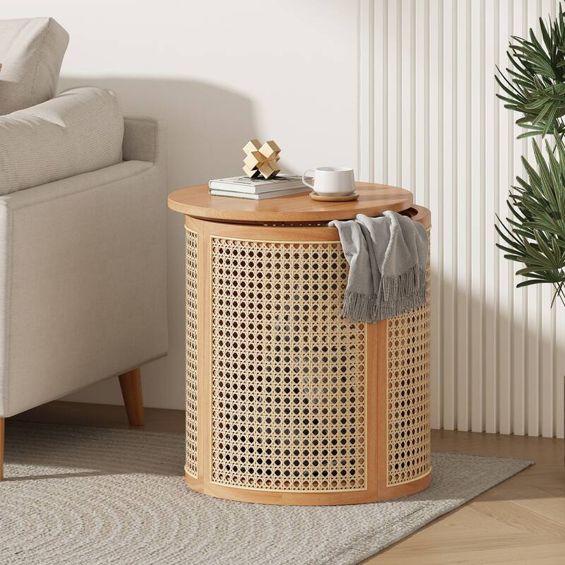 Christopher Knight Home - Elna Round Rubber Solid Wood Side Table in Natural Finish, Compact Modern Accent - Natural