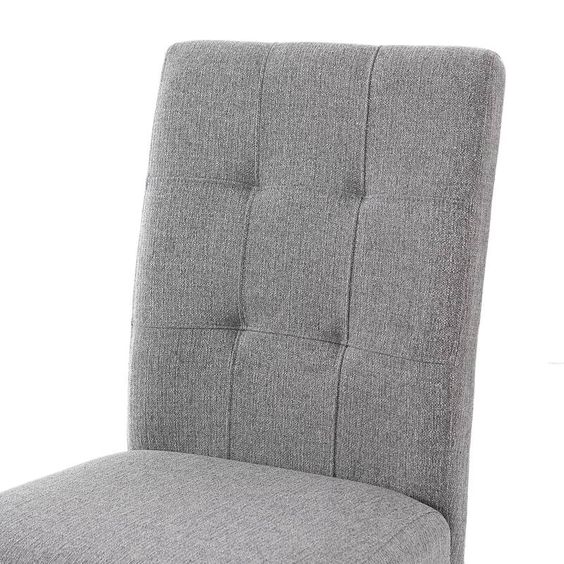 4 Piece Modern Tufted Dining Chair, Rustic Linen Upholstered with Black Rubber Wood Legs, Upholstered Accent Chair