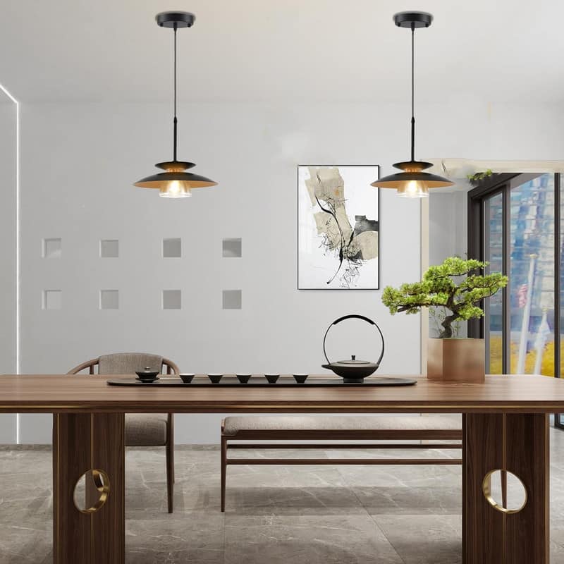 2 Pack light fixture black light for kitchen iron pendant light - N/A