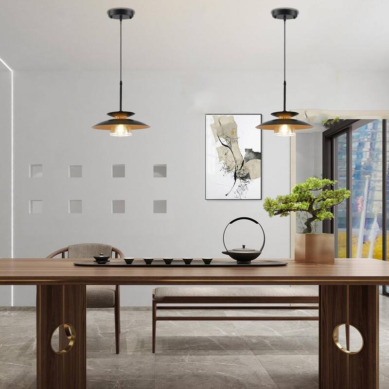 2 Pack light fixture black light for kitchen iron pendant light - N/A