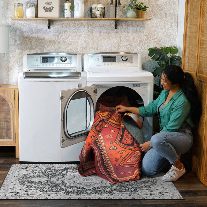 My Magic Carpet Phoenix Kilim Garnet Machine Washable Area Rug