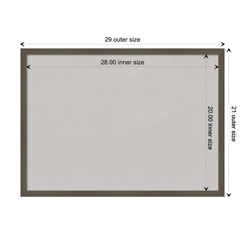 Svelte Wood Framed Grey Corkboard Bulletin Board - Svelte Clay Grey - Board Size 28x20